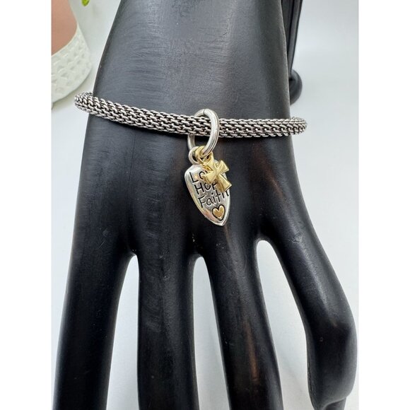 Brighton Beverly Glam Charm Bracelet Silver Plated Love- Hope- Faith Pretty - Picture 1 of 7
